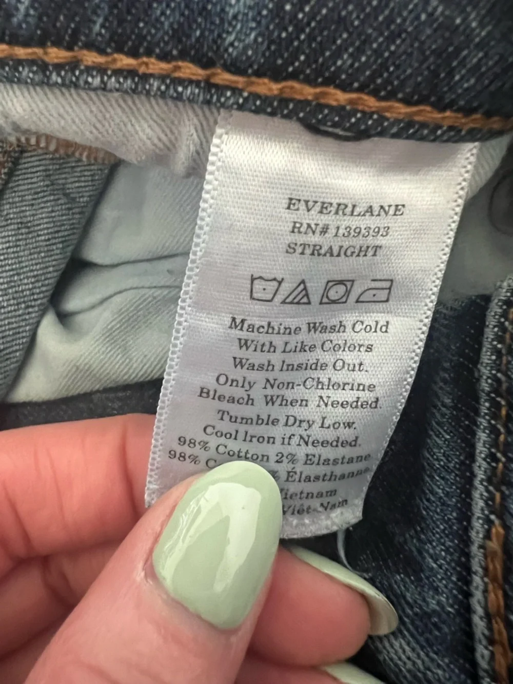 Everlane 29” Waist Straight Leg Jeans Dark Wash Blue - Picture 4 of 7